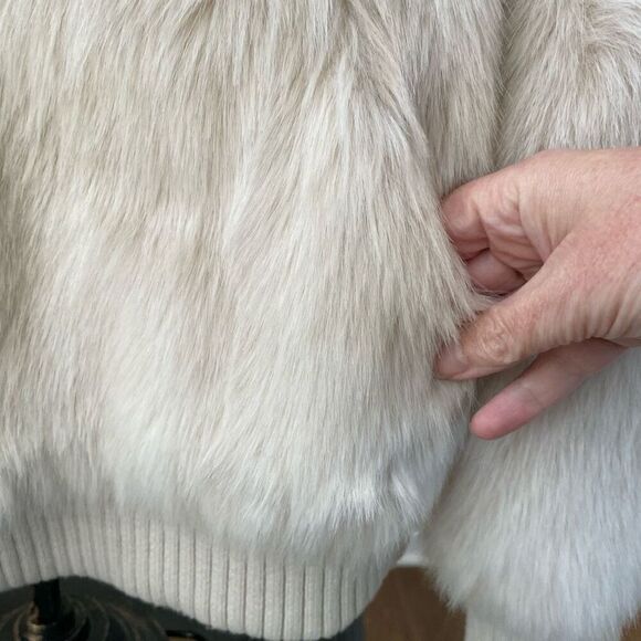 Banana Republic Faux Fur Bomber Jacket Mob Wife L - Picture 5 of 11